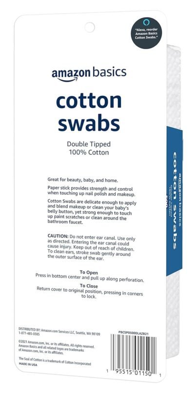 Alternative view of Amazon Basics Double-Tipped Cotton Swabs for Personal Hygiene & Baby Care