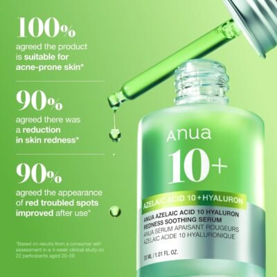 Anua Azelaic Acid 10 Hyaluron Redness Soothing Serum, Lightweight Blemish & Oil Care Facial Serum - Image 2