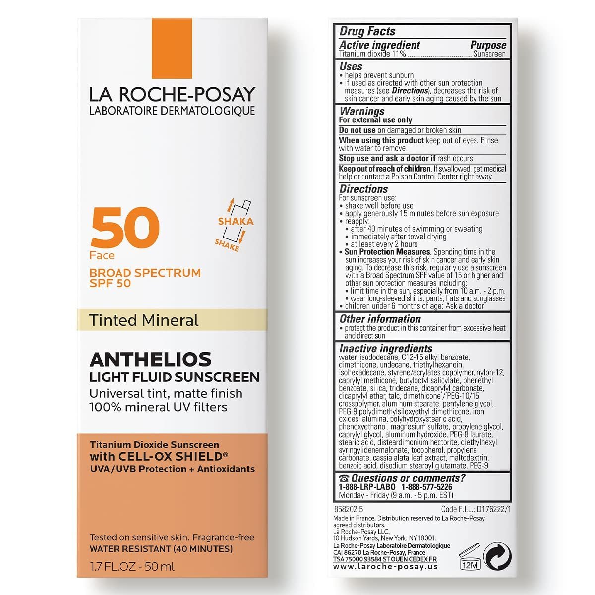 La Roche-Posay Anthelios Mineral Light Fluid Sunscreen SPF 50 for Face, 100% Mineral Broad Spectrum Protection - Image 8