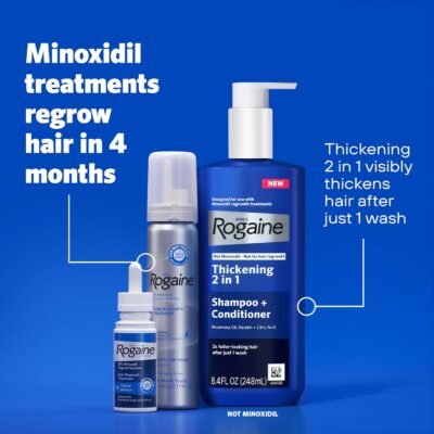 Men's Rogaine 5% Minoxidil Topical Foam, Unscented Hair Loss & Regrowth Treatment for Thicker Hair - Image 3