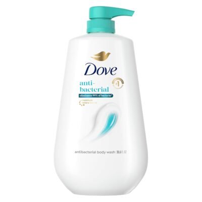 Dove 24hr Lotion Antibacterial Body Wash with Pump, Eliminates 99% of Bacteria & Protects Skin from Dryness