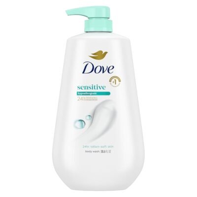 Dove 24hr Lotion Body Wash Sensitive Skin with Pump, Hypoallergenic Body Wash with MicroMoisture Technology for 24-Hour Hydration