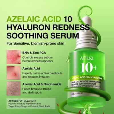Anua Azelaic Acid 10 Hyaluron Redness Soothing Serum, Lightweight Blemish & Oil Care Facial Serum - Image 9