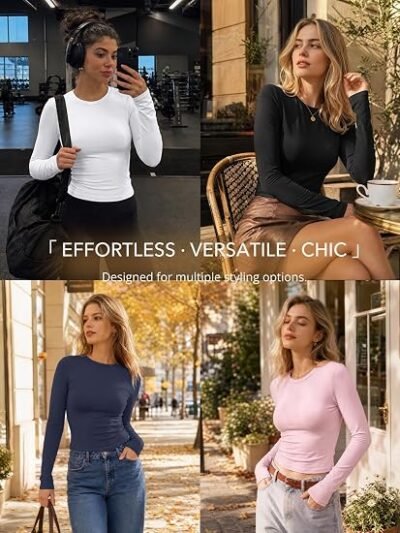 Trendy Queen Womens Long Sleeve T Shirts, Buttery-Soft Super Stretchy Y2K Fitted Basic Tops for Fall Fashion - Image 6